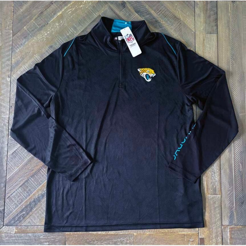 NFL Team Apparel Jacksonville Jaguars Mens XL Black Quarter Zip Pullover NWT